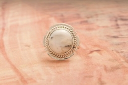 Native American Jewelry White Buffalo Sterling Silver Ring